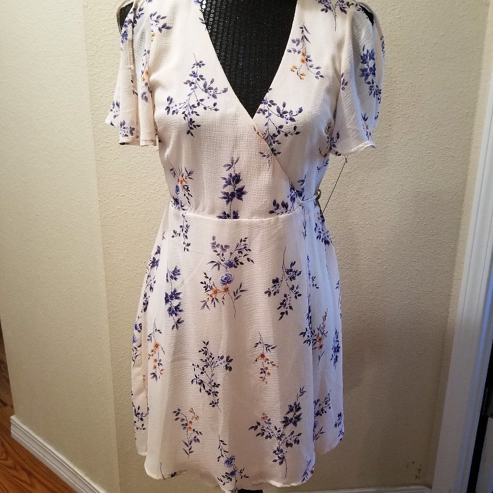 Lulus Wrap Dress, soft pink with flowers